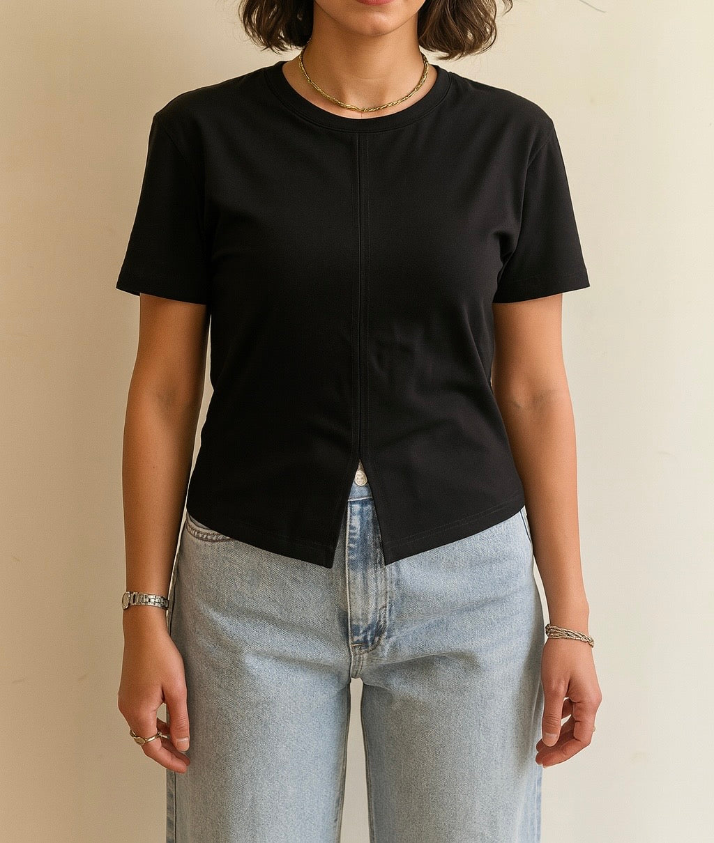 Split Front Structured Tee