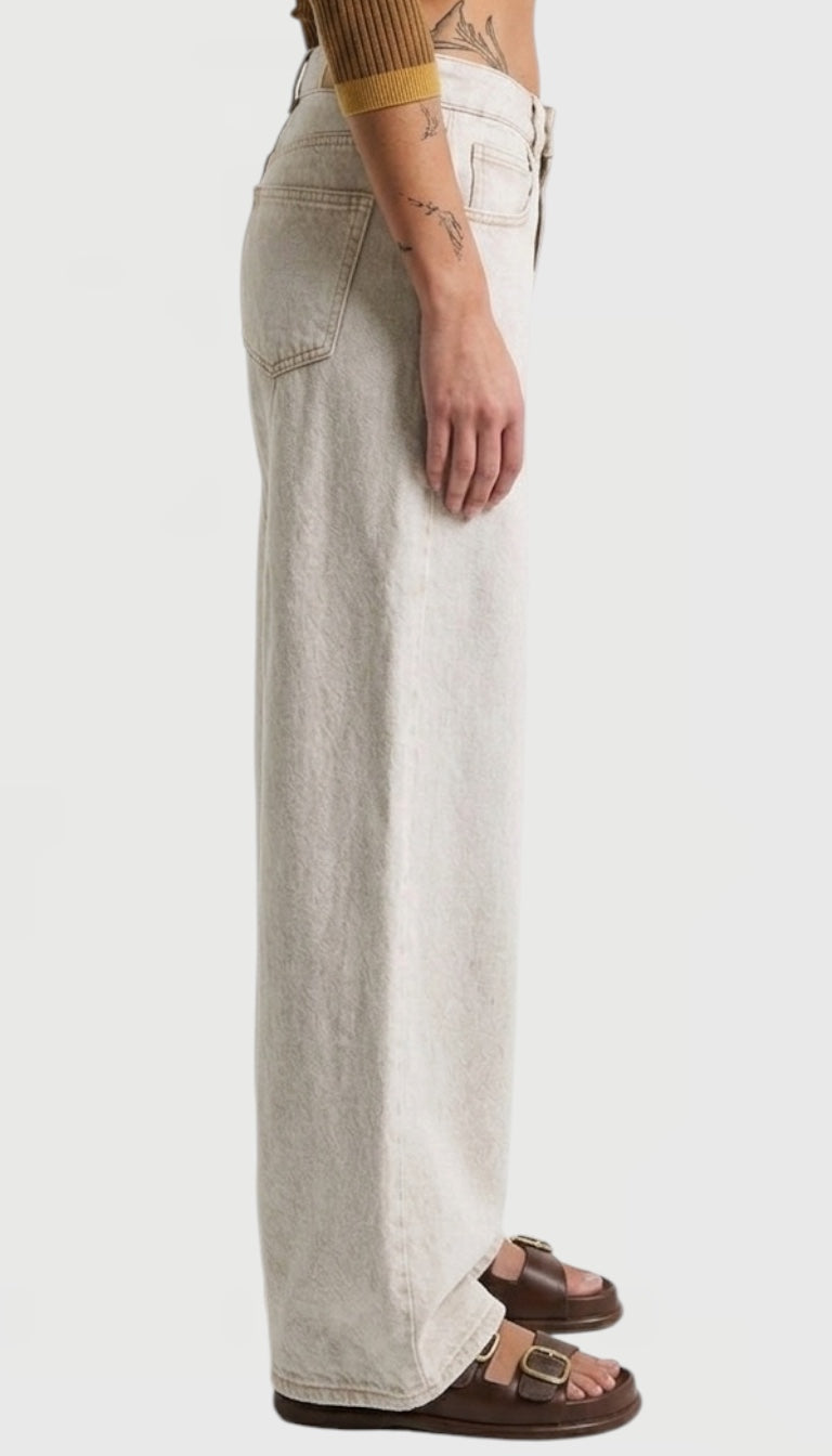 Beige Super Wide Leg Jeans (Summer Neutral Fit)