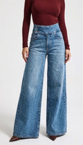 Contour Waist Palazzo Jeans – Vintage Blue — Sizes 34, 36