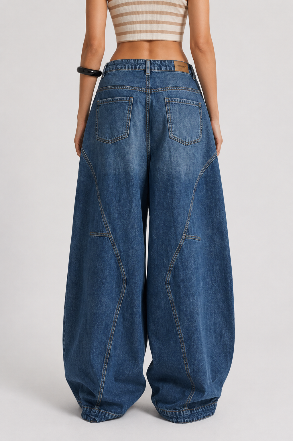 Offset Waist Baggy Jeans (2 colors)