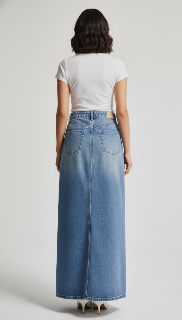 The Classic Denim Maxi Skirt