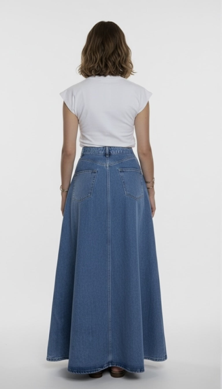 The Structure Denim Maxi Skirt — Size 40 only