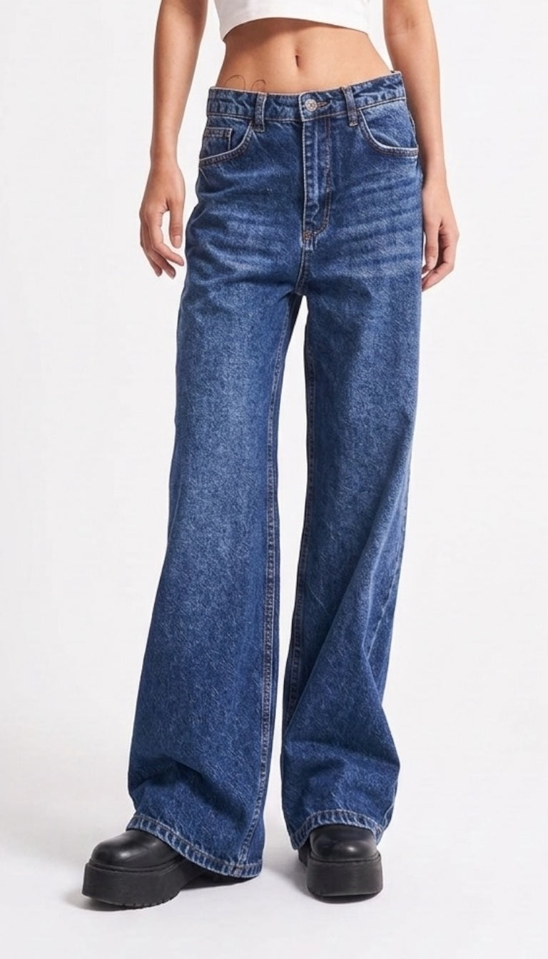 Urban Flow Baggy Jeans - Washed Grey & Blue