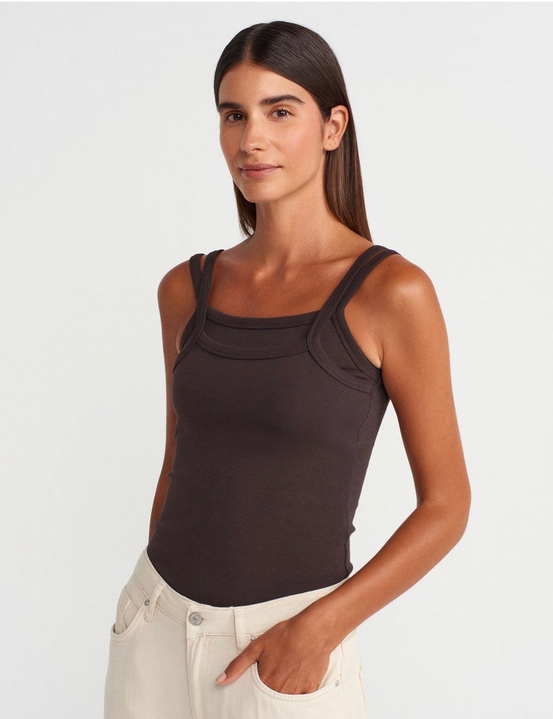 Contour Strap Ribbed Top – Sculpt Fit Essential