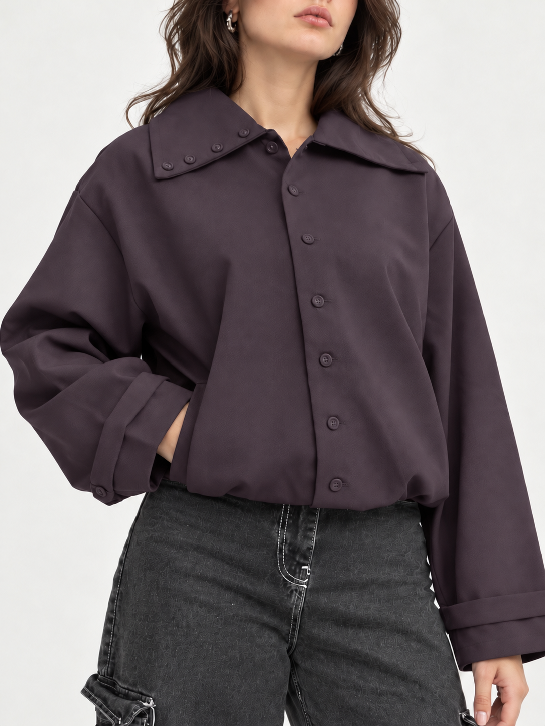 DUSTY PLUM COLLAR JACKET