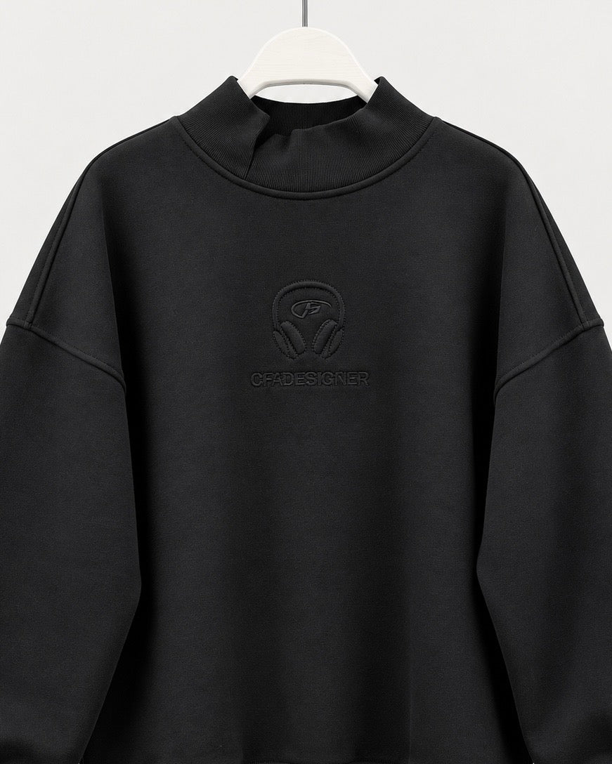 The Black Mock-Neck Sweatshirt
