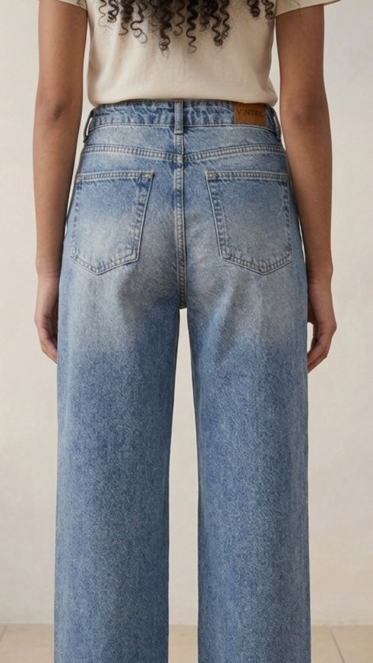 Track-Stripe Wide-Leg Jeans