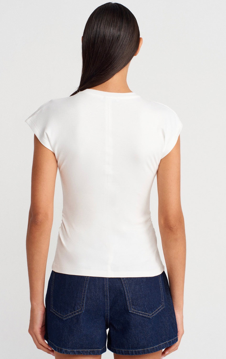 Contour Seam Cap Sleeve Top
