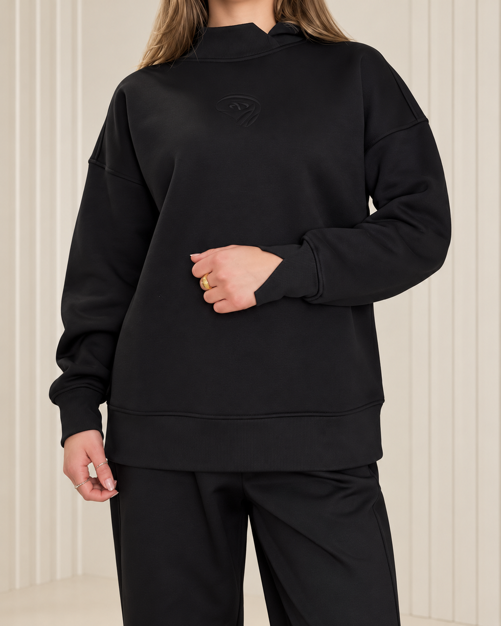 The Black Mock-Neck Sweatshirt