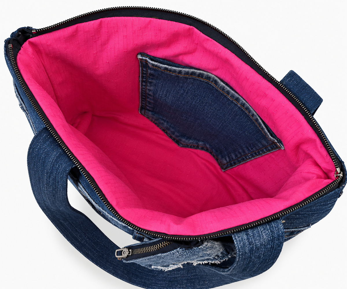 THE MULTI-BELT DENIM TOTE