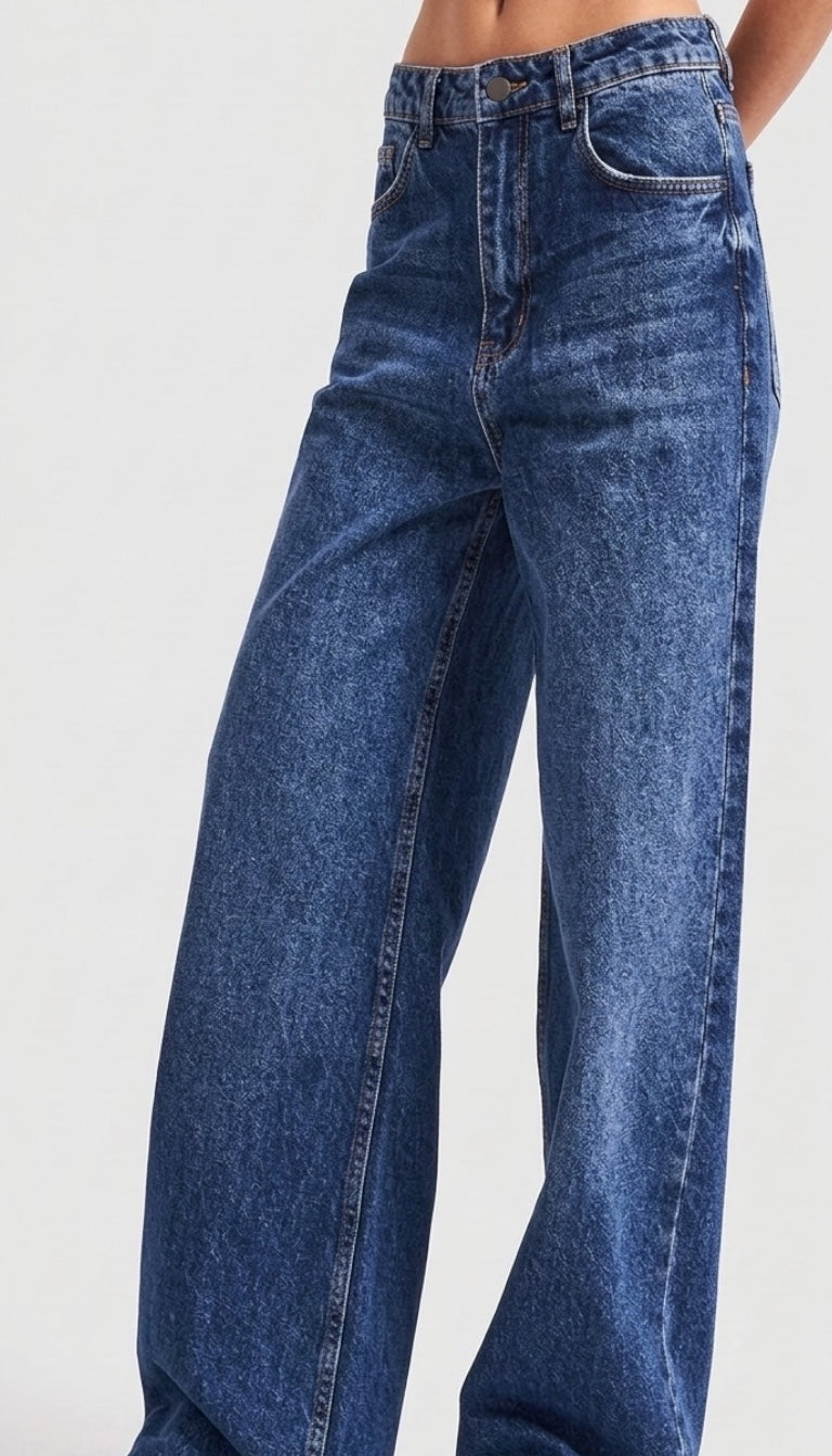 Urban Flow Baggy Jeans - Washed Grey & Blue