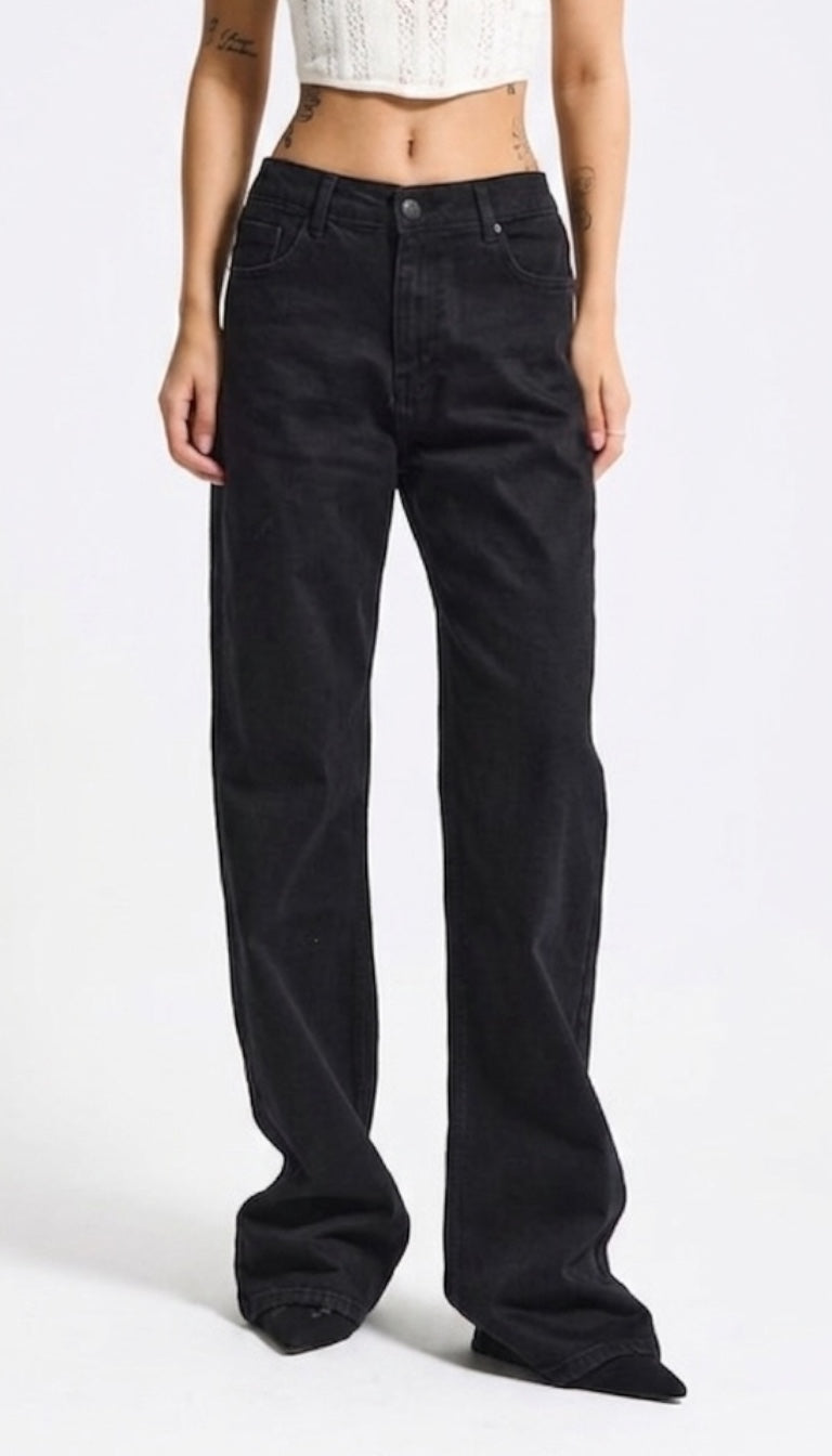 Flex Waist Straight Jeans – Jet Black