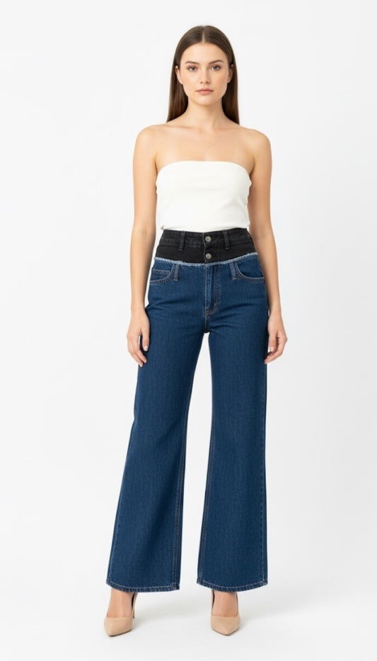 The Contrast Waist Jeans