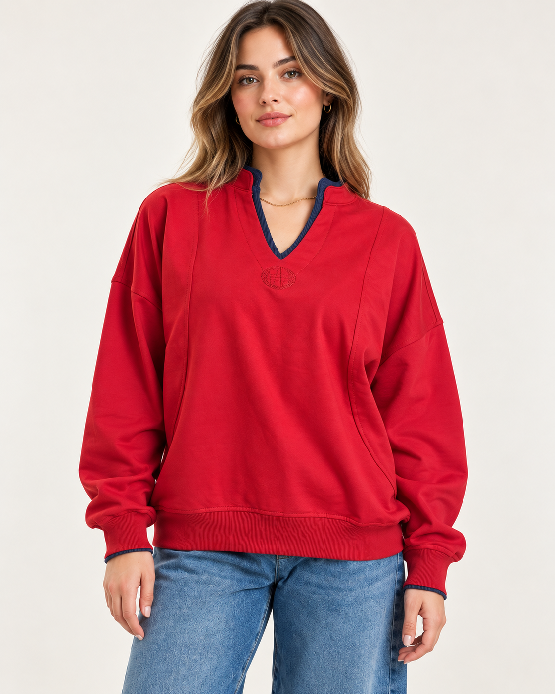 Contrast Collar Sweatshirt