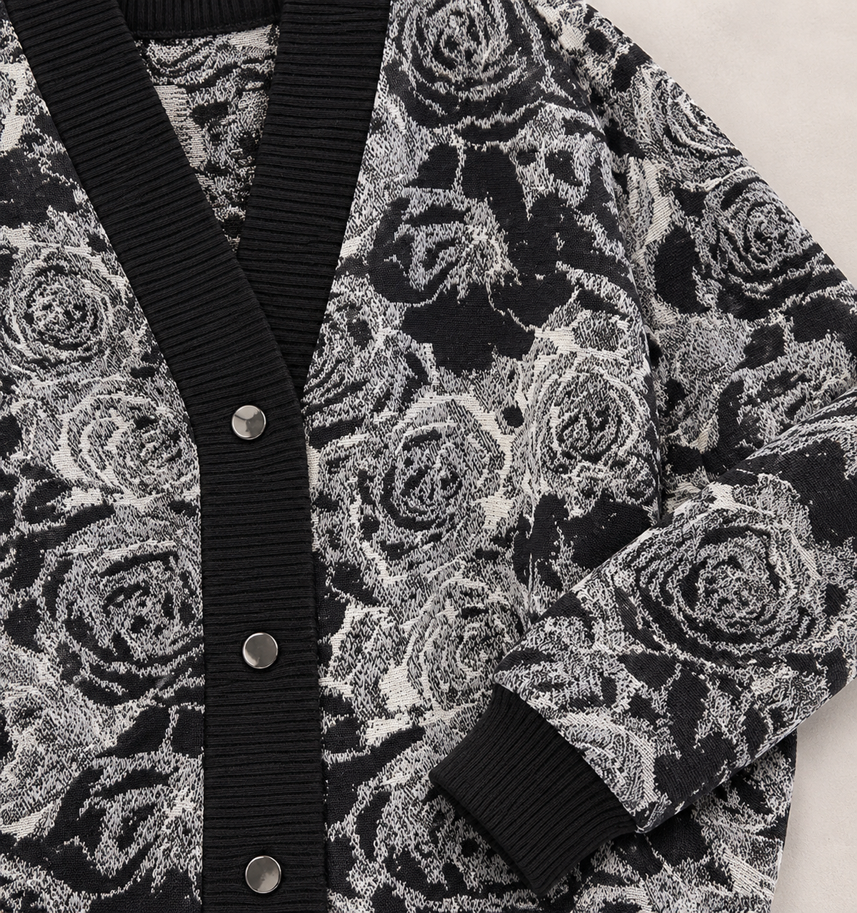 Monochrome Rose Cardigan