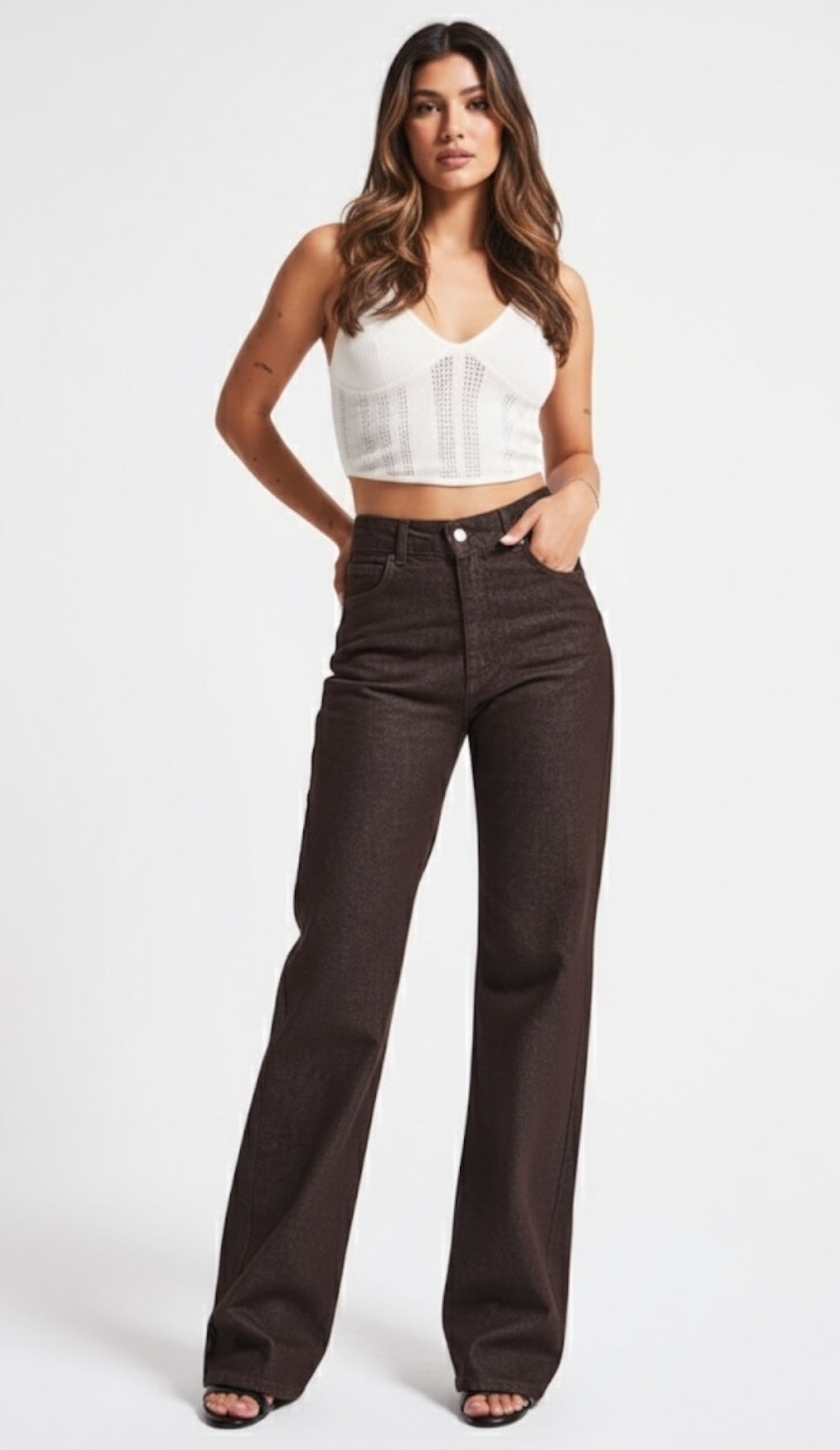 Mocha Heritage Straight Jeans — Size 36 only