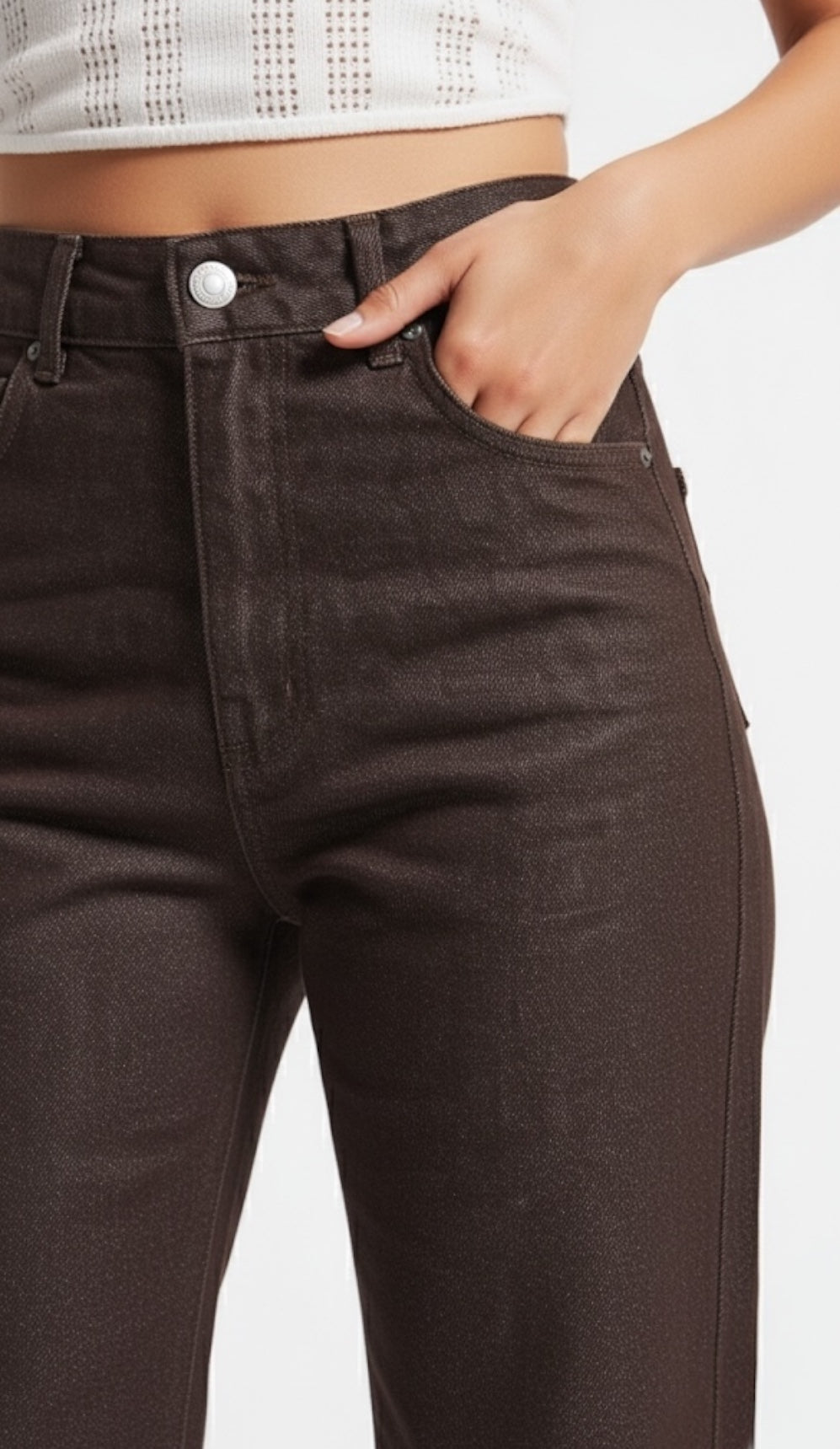 Mocha Heritage Straight Jeans — Size 36 only