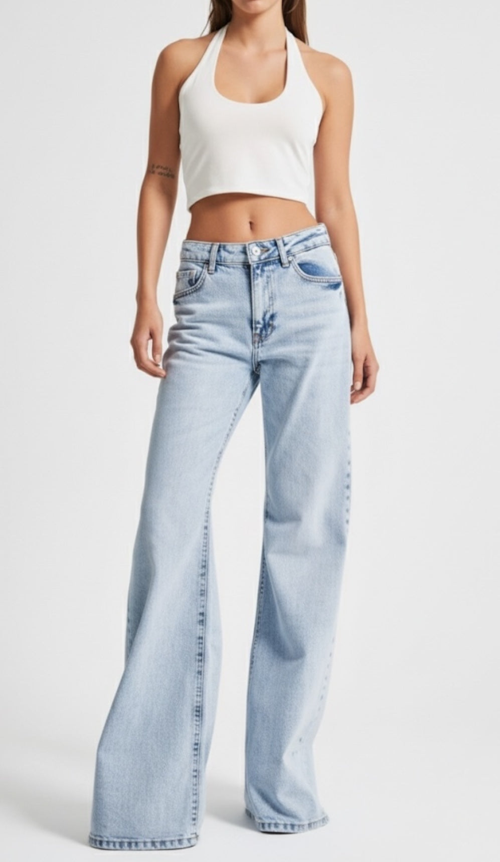 Light Wash Flare Jeans — Sizes 34, 36