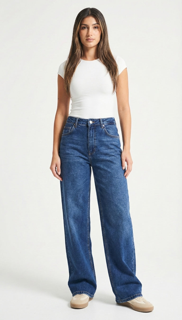 Mid-Blue Loose Fit Jeans — Sizes 38, 48