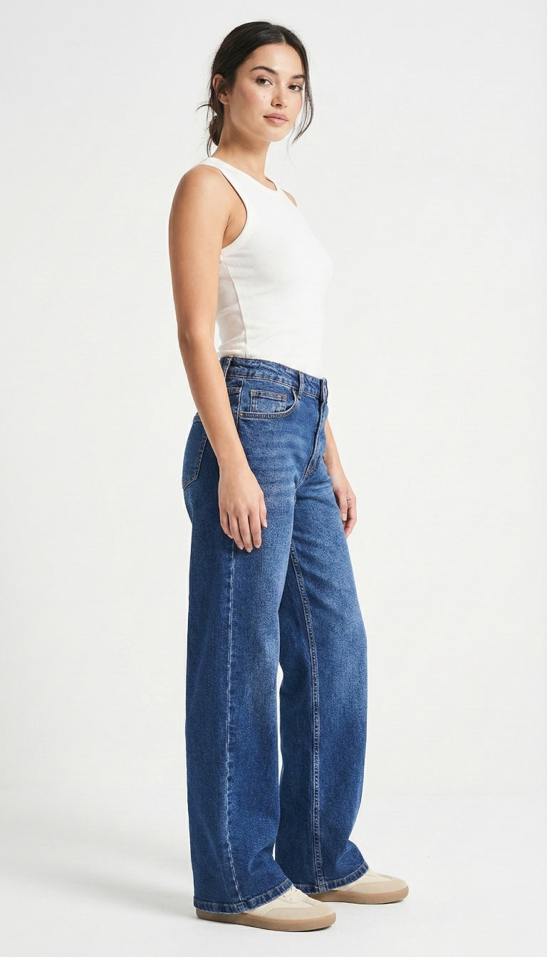 Mid-Blue Loose Fit Jeans — Sizes 38, 48
