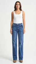 Mid-Blue Straight Fit Jeans (Elastic Waist)