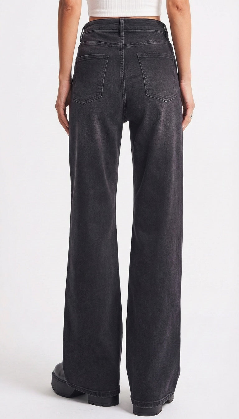 Washed Black Wide-Leg Jeans