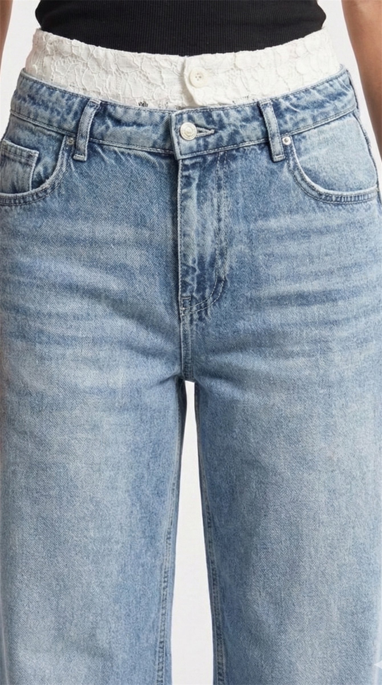 The Lace-Detail Wide Leg Jean