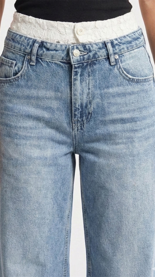 The Lace-Detail Wide Leg Jean