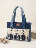 Indigo Lace Tote – Boho Denim Bag