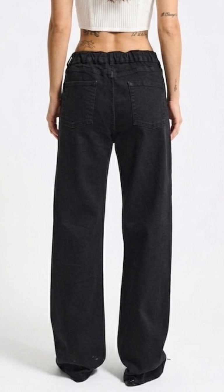 Flex Waist Straight Jeans – Jet Black