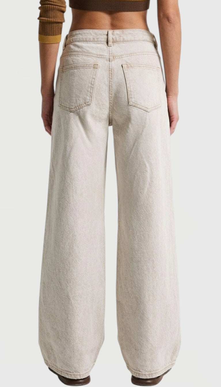 Beige Super Wide Leg Jeans (Summer Neutral Fit)