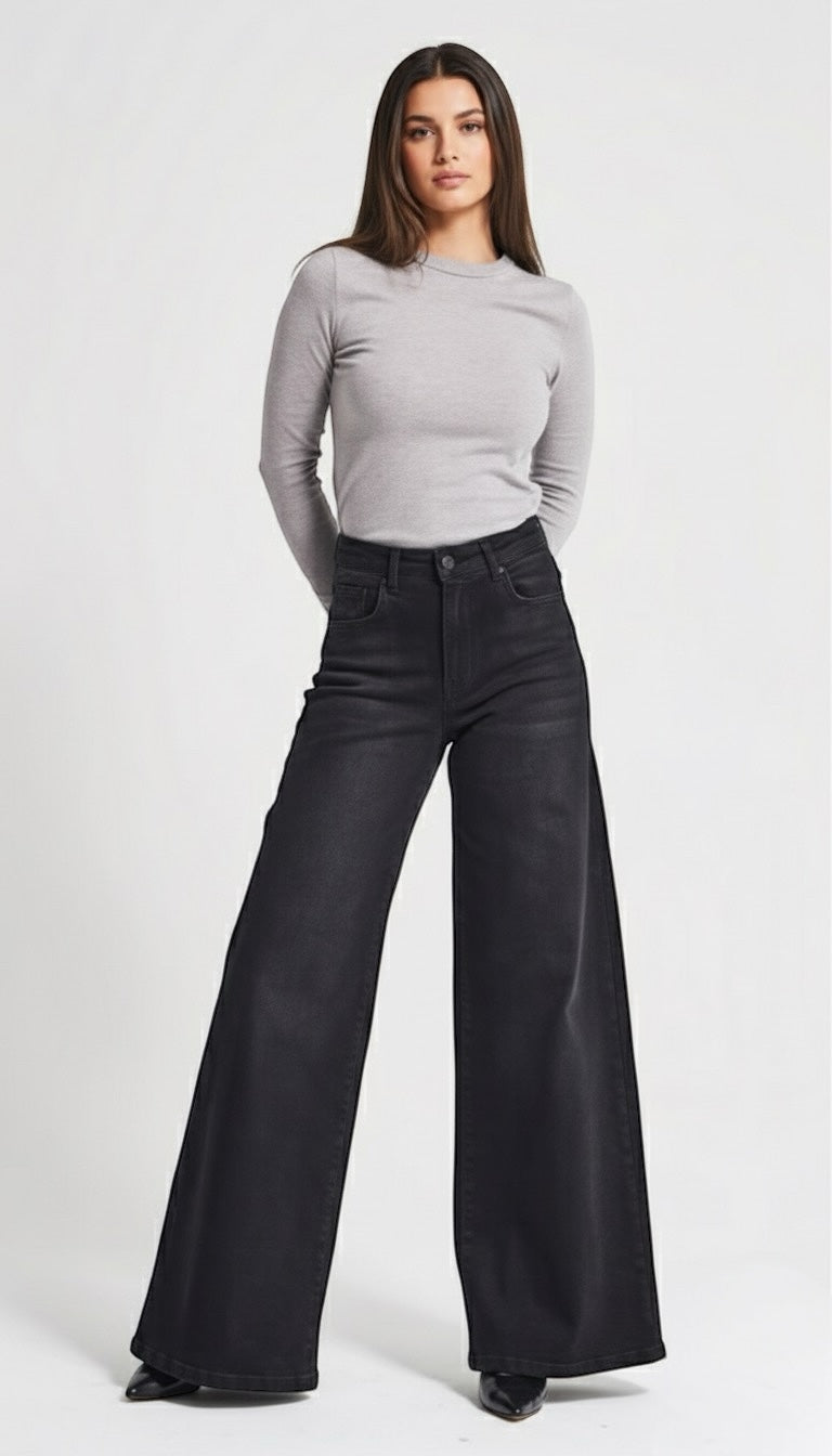 Palazzo Jeans - Washed Black