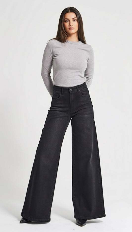 Palazzo Jeans - Washed Black