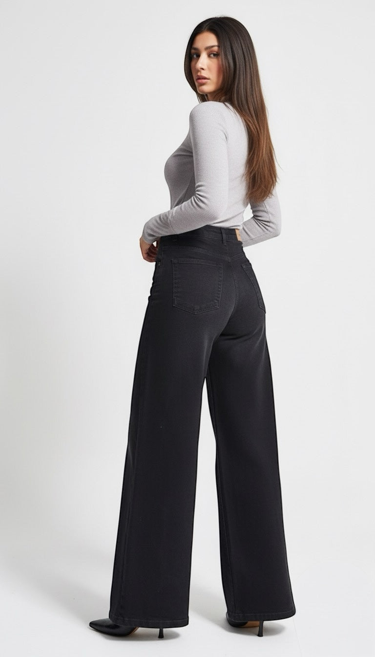Palazzo Jeans - Washed Black
