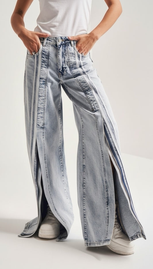 Double Stripe Zip Denim