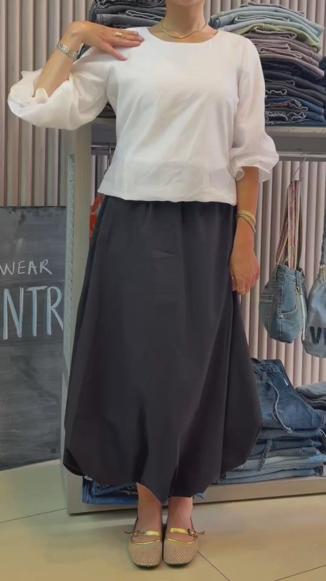 Matte Bubble Maxi Skirt – Black — Sizes 38, 40